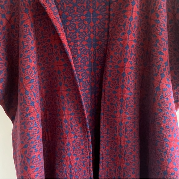 World Market Women's Kimono Cardigan Sweater Burgundy/Blue Abstract Pattern O/S - Picture 7 of 15